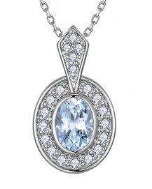 OVAL AQUAMARINE DIAMOND PENDANT (TP4595)
