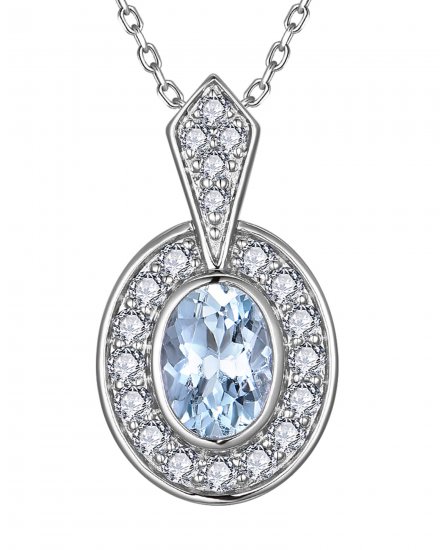 OVAL AQUAMARINE DIAMOND PENDANT (TP4595)