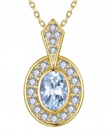 OVAL AQUAMARINE DIAMOND PENDANT (TP4595)