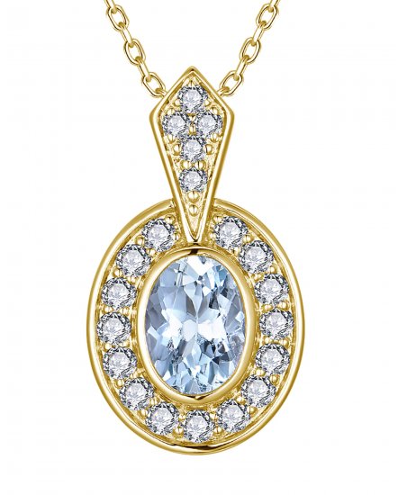 OVAL AQUAMARINE DIAMOND PENDANT (TP4595)