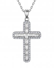 CROSS BAGUETTE DIAMOND PENDANT (TP4632)