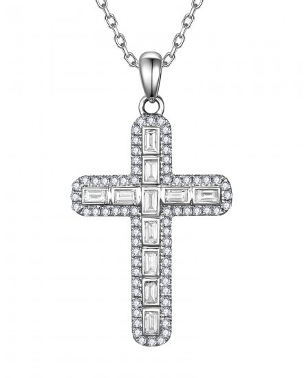 CROSS BAGUETTE DIAMOND PENDANT (TP4632)