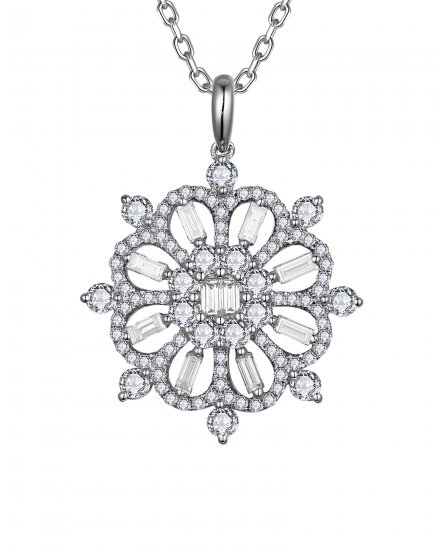 FLORAL STYLE BAGUETTE DIAMOND PENDANT (TP680)