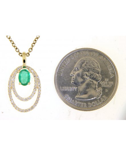 OVAL EMERALD DIAMOND PENDANT (TP742)