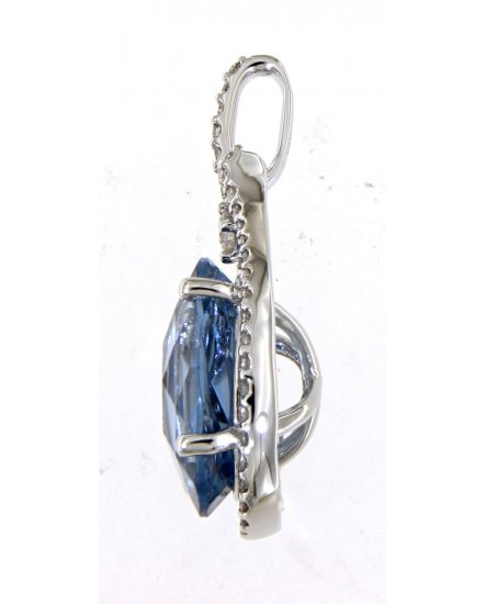 OVAL LONDON BLUE TOPAZ DIAMOND PENDANT (TP847)