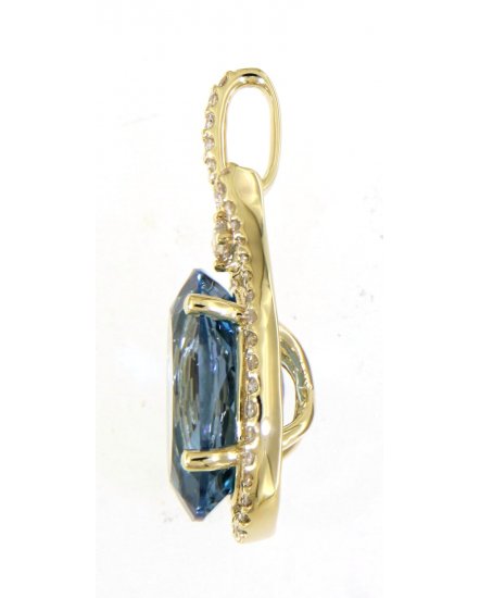 OVAL LONDON BLUE TOPAZ DIAMOND PENDANT (TP847)