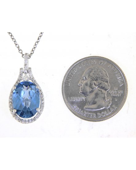 OVAL LONDON BLUE TOPAZ DIAMOND PENDANT (TP847)