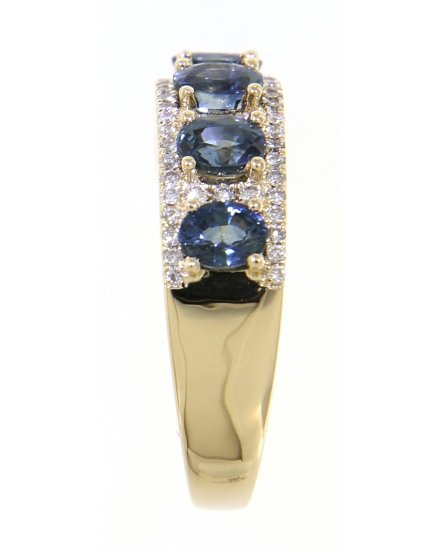 OVAL COLORED STONE DIAMOND BAND (TR1504)