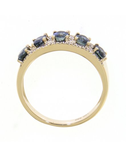 OVAL COLORED STONE DIAMOND BAND (TR1504)