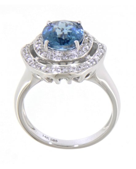 OVAL SWISS BLUE TOPAZ DIAMOND RING (TR1836)