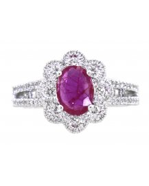 OVAL RUBY DIAMOND RING (TR2188)