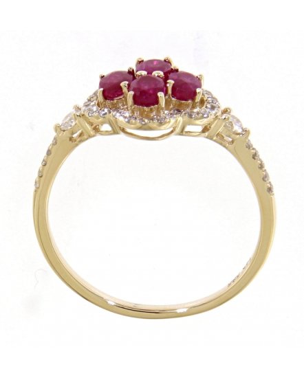 FLORAL STYLE COLORED STONE DIAMOND RING (TR3067)