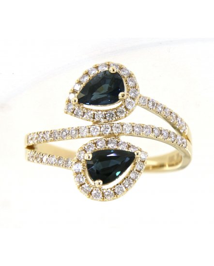 PEAR SAPPHIRE DIAMOND RING (TR3074)
