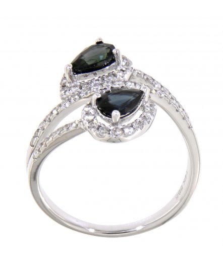 PEAR SAPPHIRE DIAMOND RING (TR3074)