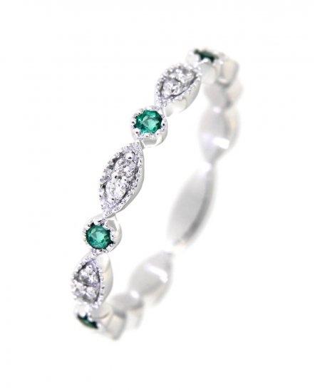 MARQUISE STYLE COLORED STONE DIAMOND BAND (TR3179)