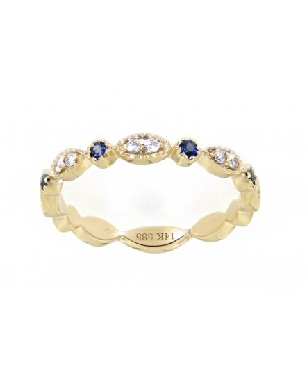 MARQUISE STYLE COLORED STONE DIAMOND BAND (TR3179)