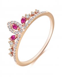 CROWN STYLE COLORED STONE DIAMOND RING (TR3195)