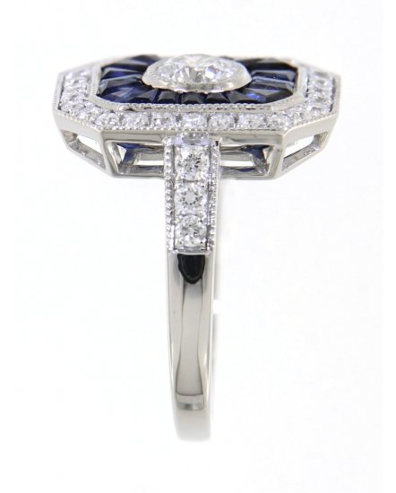 OCTAGON STYLE SAPPHIRE DIAMOND RING (TR3272)