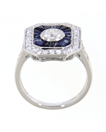 OCTAGON STYLE SAPPHIRE DIAMOND RING (TR3272)