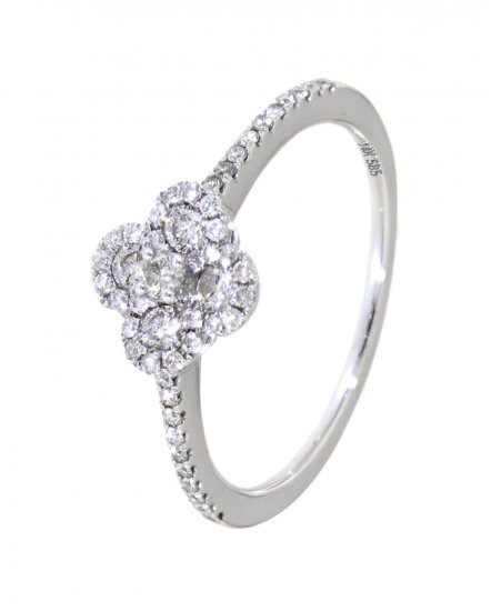 CLOVER STYLE COLORED STONE DIAMOND RING (TR3403)