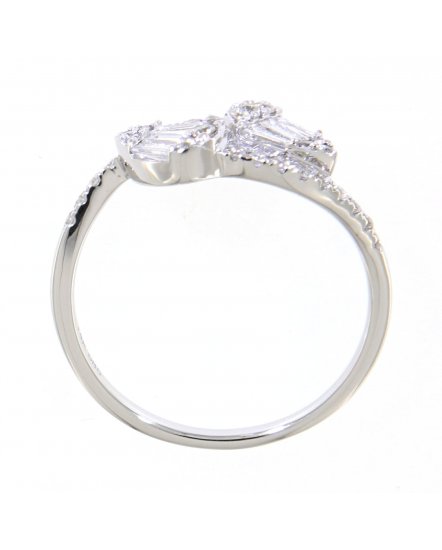 PEAR STYLE BAGUETTE DIAMOND BYPASS RING (TR3455)