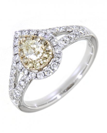 MULTI TONE PEAR DIAMOND ENGAGEMENT RING (TR3478)