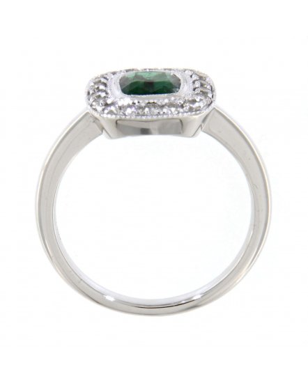 CUSHION EMERALD DIAMOND RING (TR3487)