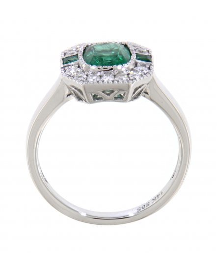 CUSHION EMERALD DIAMOND RING (TR3492)