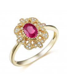 OVAL COLORED STONE DIAMOND RING (TR3494)