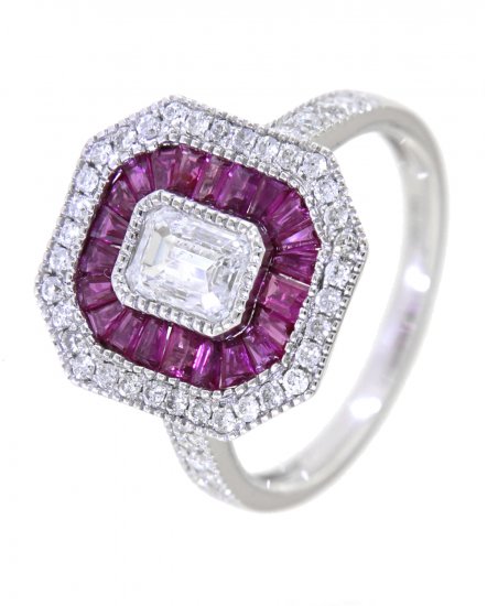 OCTAGON STYLE RUBY DIAMOND RING (TR3501)