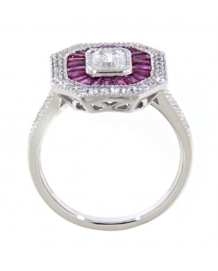 OCTAGON STYLE RUBY DIAMOND RING (TR3501)