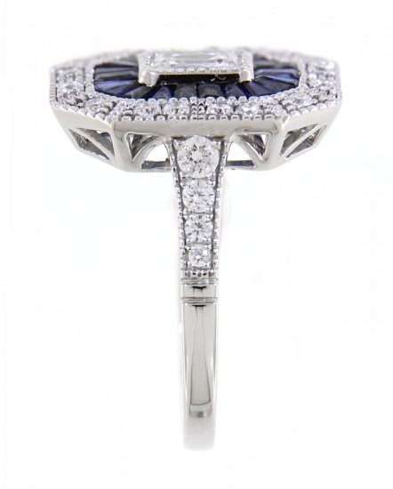 OCTAGON STYLE SAPPHIRE DIAMOND RING (TR3502)