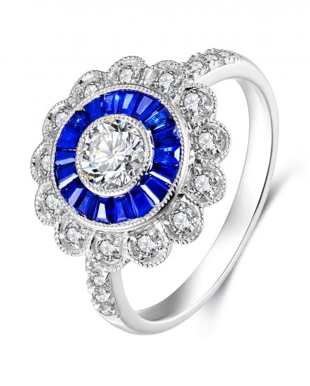 BAGUETTE SAPPHIRE DIAMOND RING (TR3504)