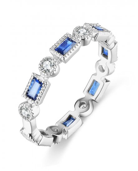 BAGUETTE SAPPHIRE DIAMOND BAND (TR3508)