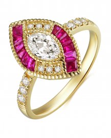MARQUISE STYLE RUBY DIAMOND RING (TR3510)