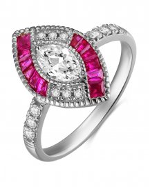 MARQUISE STYLE RUBY DIAMOND RING (TR3510)