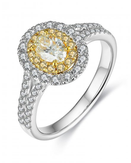MULTI TONE OVAL DIAMOND ENGAGEMENT RING (TR3512)