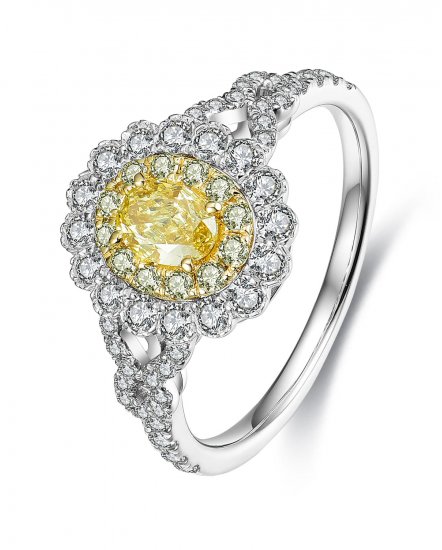 MULTI TONE OVAL DIAMOND ENGAGEMENT RING (TR3513)