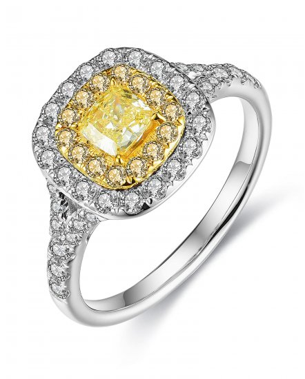 MULTI TONE CUSHION DIAMOND ENGAGEMENT RING (TR3514)