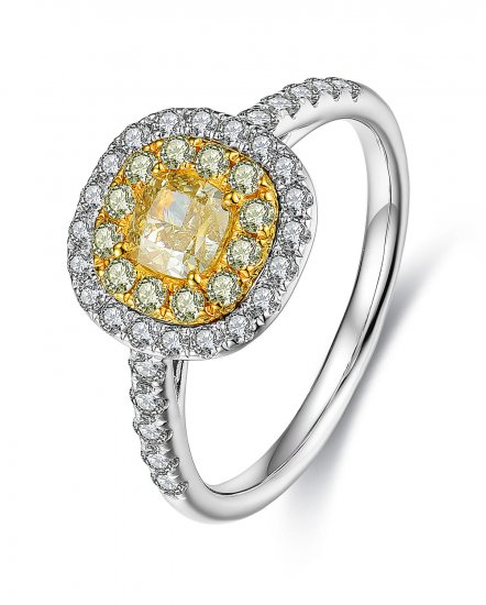 MULTI TONE CUSHION DIAMOND ENGAGEMENT RING (TR3515)