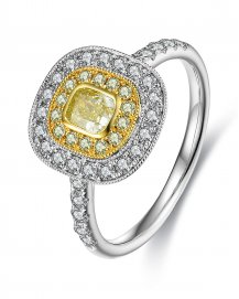 MULTI TONE CUSHION DIAMOND ENGAGEMENT RING (TR3516)