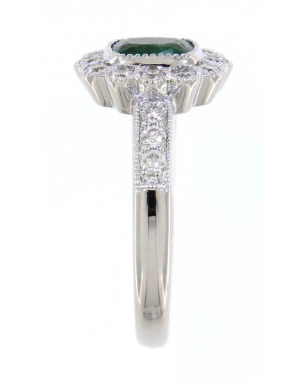 CUSHION EMERALD DIAMOND RING (TR3519)
