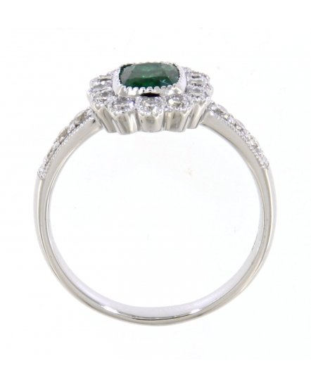 CUSHION EMERALD DIAMOND RING (TR3519)