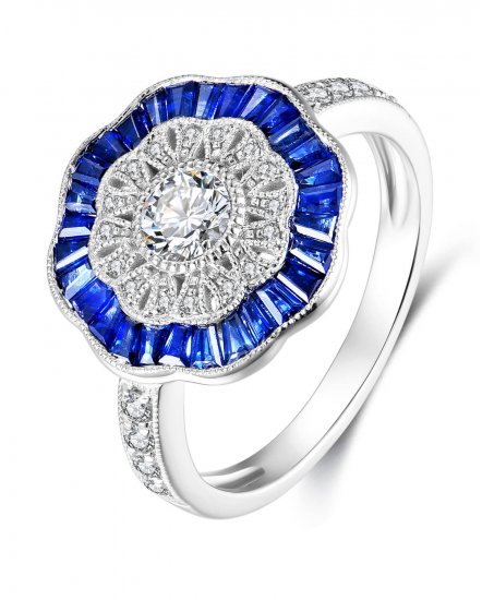 BAGUETTE SAPPHIRE DIAMOND RING (TR3526)