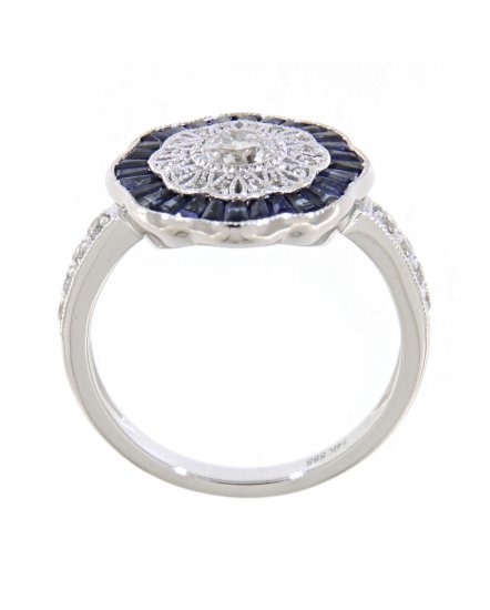 BAGUETTE SAPPHIRE DIAMOND RING (TR3526)