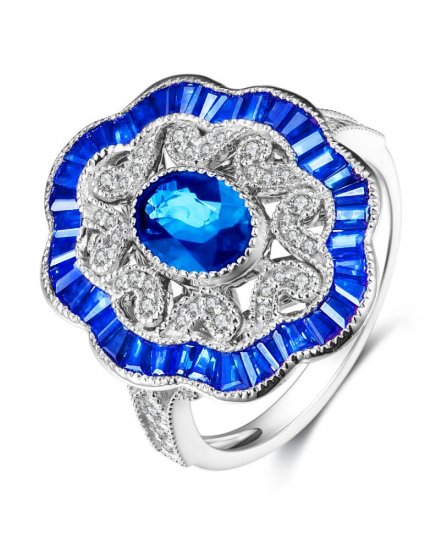OVAL SAPPHIRE DIAMOND RING (TR3527)