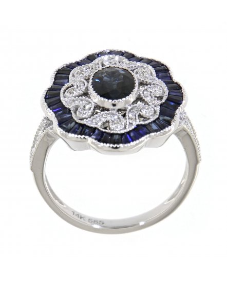 OVAL SAPPHIRE DIAMOND RING (TR3527)