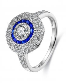 ROUND SAPPHIRE DIAMOND RING (TR3532)