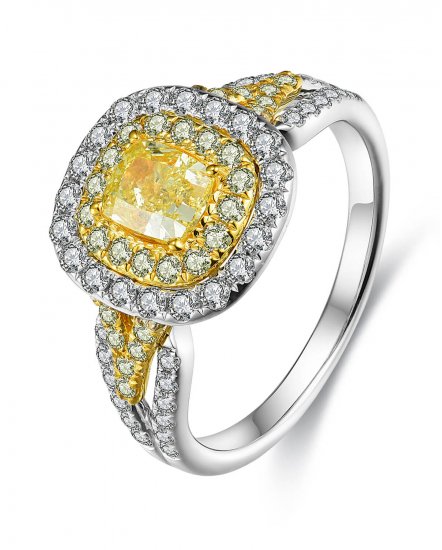 MULTI TONE CUSHION DIAMOND ENGAGEMENT RING (TR3535)