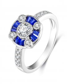 ROUND SAPPHIRE DIAMOND RING (TR3536)